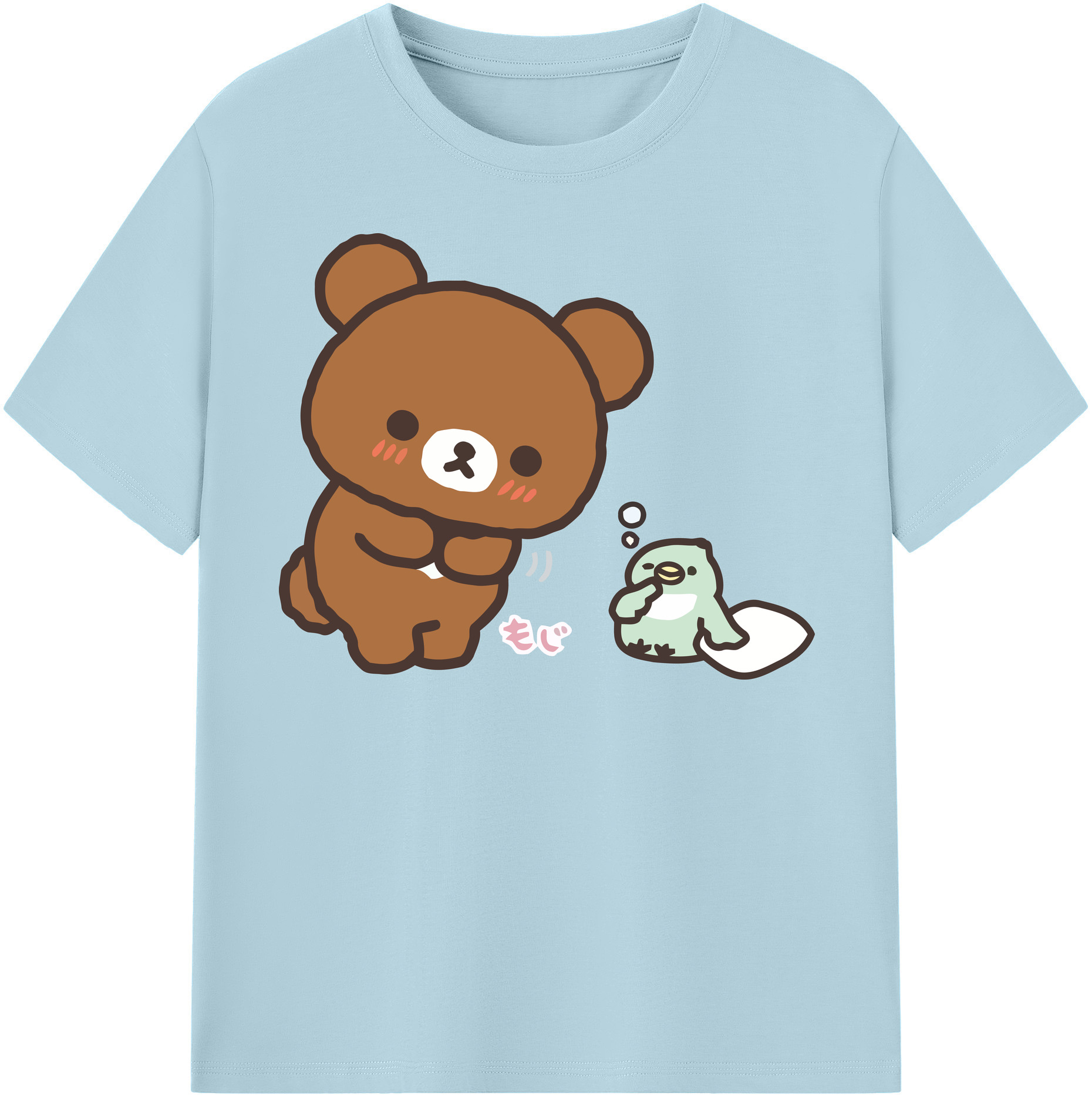 （画像用） リラックマ リラックマ キイロイトリ Rilakkuma Korilakkuma Kiiroitori 綿100％半袖Tシャツ（フロントプリント）